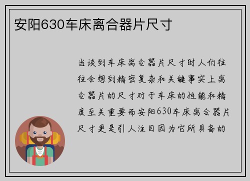 安阳630车床离合器片尺寸
