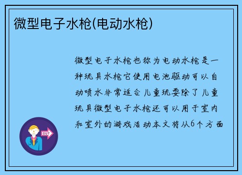 微型电子水枪(电动水枪)
